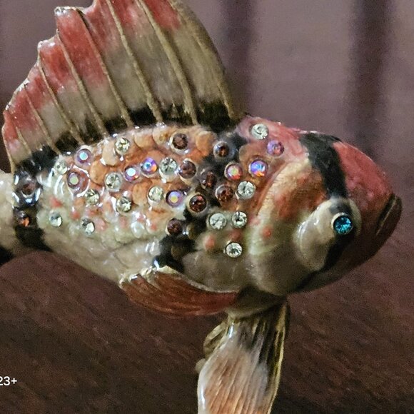 RARE JAY STRONGWATER GEOFFREY TROPICAL FISH GROTTO OCEAN CRYSTAL ENAMEL FIGURINE - Picture 11 of 12